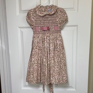 Luli & Me Pink Floral Dress with Bow Accents, size 5